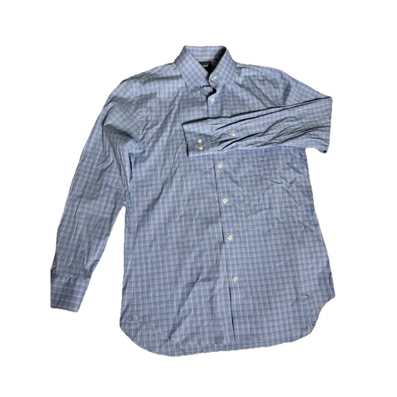 Bonobos Button Up Men’s 15.5-34 Slim Fit Stretch Blue Pink Plaid Long Sleeve - Picture 1 of 7